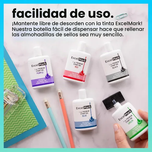 Vista 4 de ExcelMark Premium - Tinta de recambio para sellos autoentintados - 1 onza (Negro)