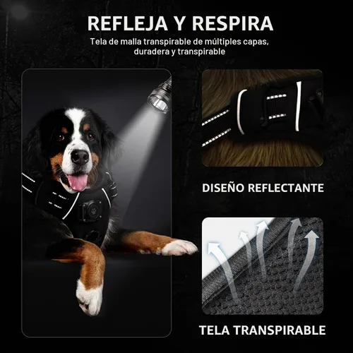 Vista 5 de Arnés para perro con soporte AirTag 100% impermeable, chaleco para perro AirTag (negro, S) No-Pull No-Choke, Fully waterproof built-in AirTag