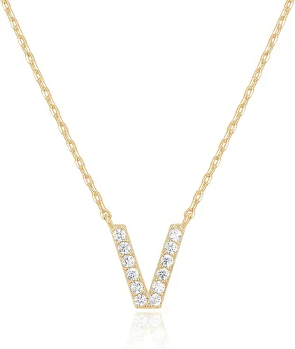 Vista 79 de PAVOI 14K White Gold Plated Cubic Zirconia Initial Necklace Letter Dainty Necklaces for Women