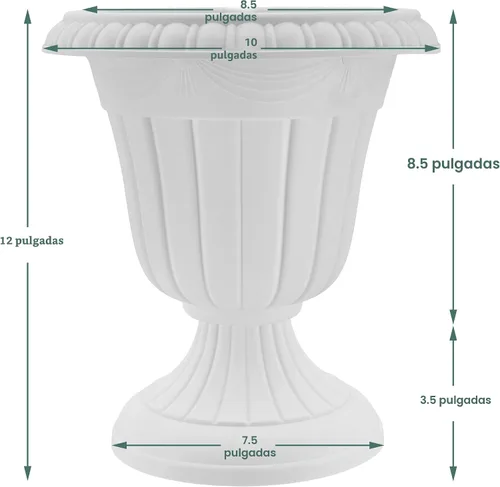 Vista 6 de Arcadia Garden Products PL20BG Maceta Urna Clásica Tradicional de Plástico Interior/Exterior, 10" x 12", Beige