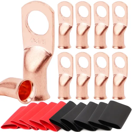 Vista 17 de TKDMR - Kit de 264 piezas de extremos de cable de batería, 132 piezas de terminales de anillo de lengüetas de cable de cobre resistentes AWG 8 6 4 2