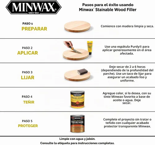 Vista 6 de Minwax 42851000 Relleno de madera teñible, 1 oz, natural