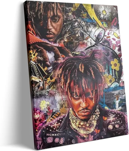 Vista 27 de Juice Wrld - Arte de Lienzo para Pared, Impresión de Póster de Portada de Álbum de Música, Póster de Rapero Cantante Arte Enmarcado, Arte de Lienzo