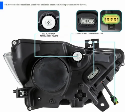 Vista 4 de SPEC-D TUNING Faros proyectores negros con barra LED y animación de inicio compatibles con Ford Mustang 2015-2017, Ford Mustang Shelby 2018-2020