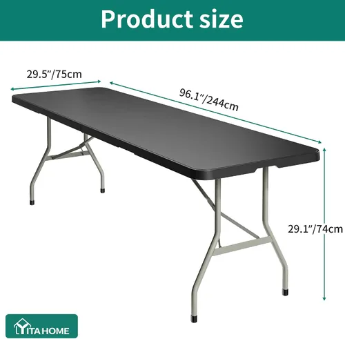 Vista 10 de Mesas plegables YITAHOME de 8 pies Heavy Duty Folding Table with Carrying Handle, Plastic Fold up Table for Outdoor Camping Picnic Parties/Indoor