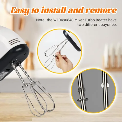 Vista 4 de Batidores de mano para Kitchenaid, W10490648, accesorios para batidores, compatibles con batidora de mano KitchenAid KHM2B AP5644233 PS4082859