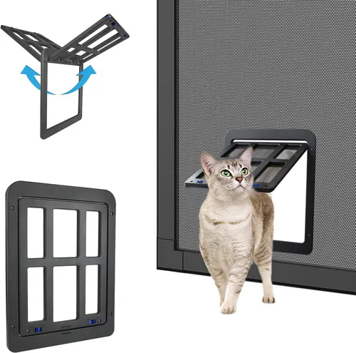 Vista 10 de Puerta para perros para puerta de pantalla, puerta para gatos con inserto pequeño para puerta corredera de fácil instalación, pequeña 8"×10