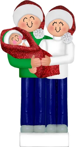 Vista 11 de Adorno de Navidad 3D de familia de 3 2025, adornos de Navidad familiares personalizados 2025 Recuerdo de baby shower para recién nacidos, adornos