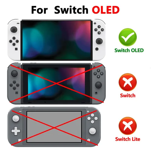 Vista 2 de PlayVital Protector de pantalla de vidrio templado con borde blanco para Nintendo Switch OLED, película protectora transparente HD transparente