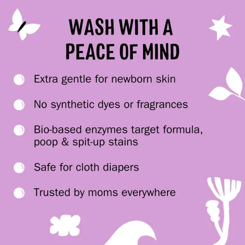Vista 2 de Detergente Molly's Suds para ropa de bebé líquido Elimina fórmula, caca y manchas de escupir Extra suave para bebés, niños pequeños