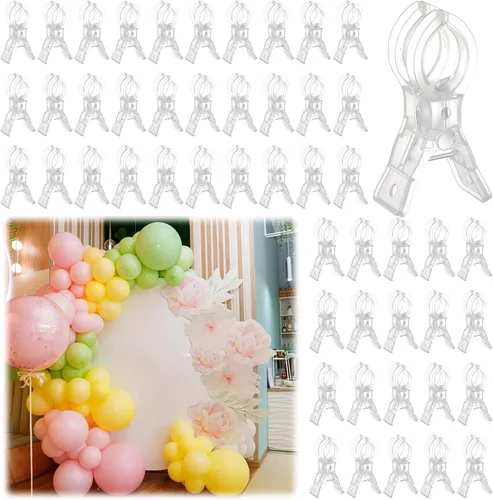 Vista 10 de LemonRoad Paquete de 10 Clips Grandes para Arco de Globos de Plástico Transparente con Resorte para Telón de Fondo de 3.5 Pulgadas, Abrazaderas