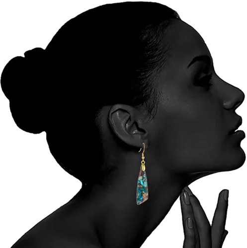 Vista 2 de Plumiss Aretes de piedra natural para mujer, con piedras curativas, hipoalergénicas, ligeros, colgantes de múltiples estilos, joyería para regalo