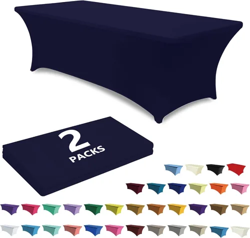 Vista 11 de ABCCANOPY - Paquete de 2 manteles elásticos de elastano de 4 pies Fitted, Washable and Wrinkle Resistant Table Protector for Wedding