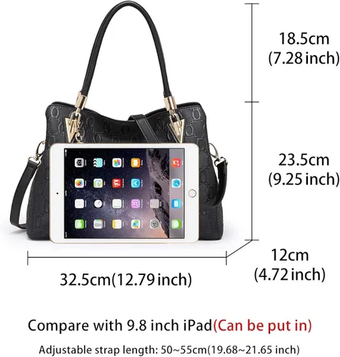 Vista 2 de Leather Handbag for Women Ladies Top Handle Tote Crossbody Shoulder Bag