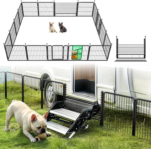 Vista 35 de FXW Rollick - Corralito para perros para patio, campamento con casa rodante, patentado, 24 pulgadas, 2 paneles Fácil instalación, resistente