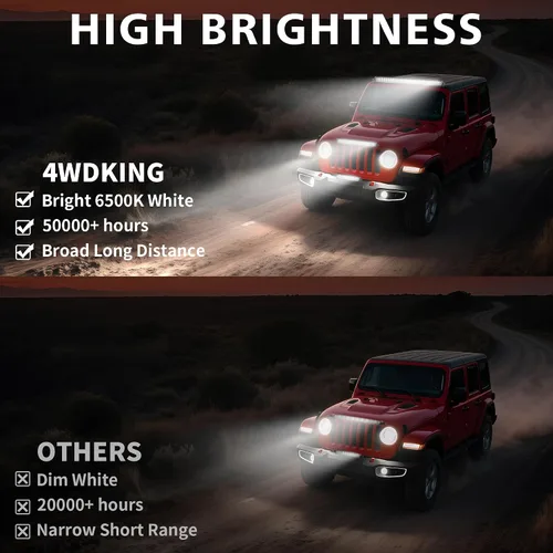 Vista 4 de Barra de luces LED de 6 pulgadas IP68 Waterproof, 60W, Flood and Spot Combo Beam, LED Driving Light Work Light Fog Lamp for Truck Cars ATV UTV Boat