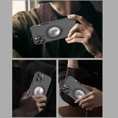 Vista 8 de Funda para iPhone 12 Pro Max, [compatible con Magsafe] con protector de lente de cámara y kiskstnad funda protectora ligera y translúcida mate