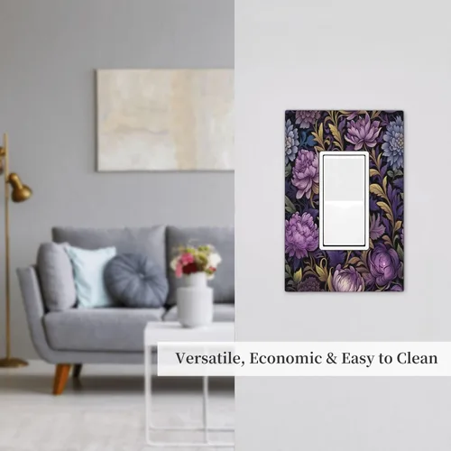 Vista 201 de Decorative Outlet Covers Blue Background White Cat Daisy Floral 2-Gang 1-Gang Wall Plate Single Toggle/Rocker Farmhouse Style Light Switch Covers