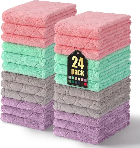 Vista 49 de Homaxy - Paquete de 12 trapos de cocina (13 x 19 pulgadas, marrón), de terciopelo coral supersuaves y absorbentes para lavar platos, paño