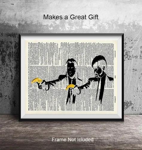 Vista 4 de Banksy Graffiti, póster de pulp Fiction Banana Gun – Mural de calle de 8 x 10, arte de diccionario, decoración de pared urbana – Regalo fresco