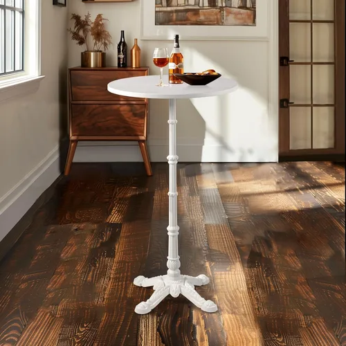 Vista 11 de LOKKHAN Mesa de columna romana de 43.3 pulgadas de alto, mesa de bar para cóctel, bistró, hierro fundido resistente, mesa de madera maciza Base