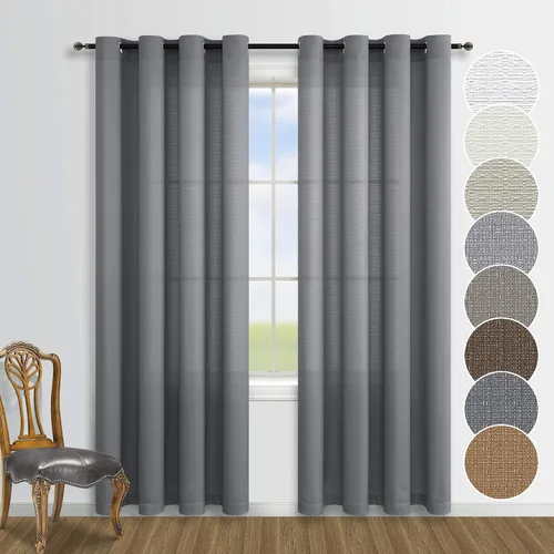 Vista 20 de KOUFALL - Cortinas transparentes con aspecto de lino