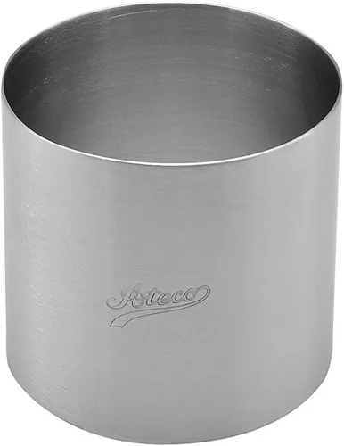 Vista 6 de Ateco Anillo redondo para pastel y molde de postre, suministro para hornear, 2.375 x 1.75 pulgadas de alto, plateado