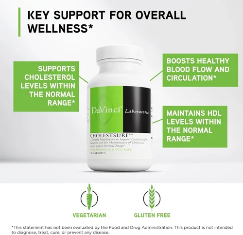 Vista 3 de DAVINCI Labs CholestSure Suplemento - Apoya la función cardiovascular, ayuda a mantener niveles saludables de colesterol en un rango normal* - Sin