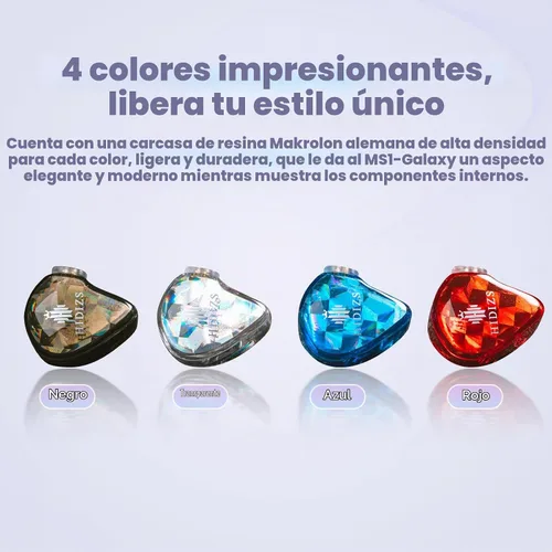 Vista 2 de Hidizs MS1 Galaxy IEM - Auriculares para juegos con doble motor magnético para sonido envolvente para juegos con cable, micrófono en línea, cable