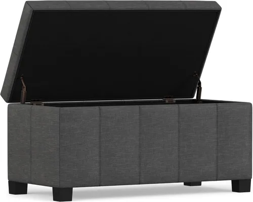Vista 5 de SIMPLIHOME Dover - Reposapiés con almacenamiento rectangular contemporáneo de 36 pulgadas de ancho en aspecto de lino gris pizarra, tapizado