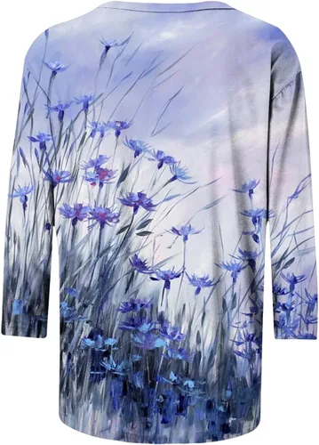 Vista 5 de 34 Sleeve Blouses for Women Hawaiian Flower Print Tees Cruise Graphic T Shirt Spring Shirts for Women 2024 Trendy
