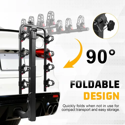 Vista 4 de Soporte de enganche para 4 bicicletas, soporte plegable para coches, camiones, SUV, minivans