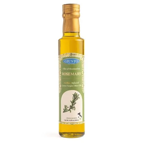 Vista 6 de Giusto Sapore Juego de regalo de aceite de oliva infundido con albahaca, trufa negra, hierba toscana, ajo picante, romero, caja de regalo de 5