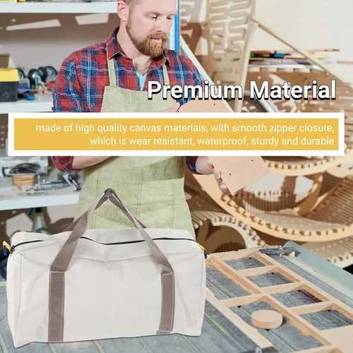 Vista 3 de Bolsa de herramientas de boca ancha, bolsa de herramientas grande de 20 pulgadas, bolsa de almacenamiento de herramientas resistente con suave
