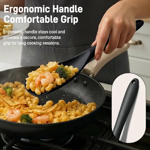 Vista 4 de Paquete de 3 espátulas de cocina de silicona y cuchara para utensilios de Paquete de 3 Negro