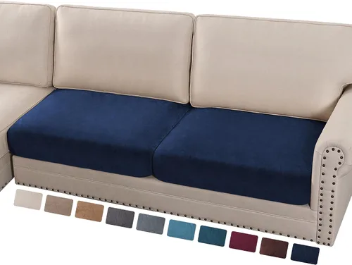 Vista 17 de PrinceDeco Fundas de cojín para sofá, funda elástica y lavable, funda de cojín ajustable de tela de terciopelo antideslizante, protector de muebles