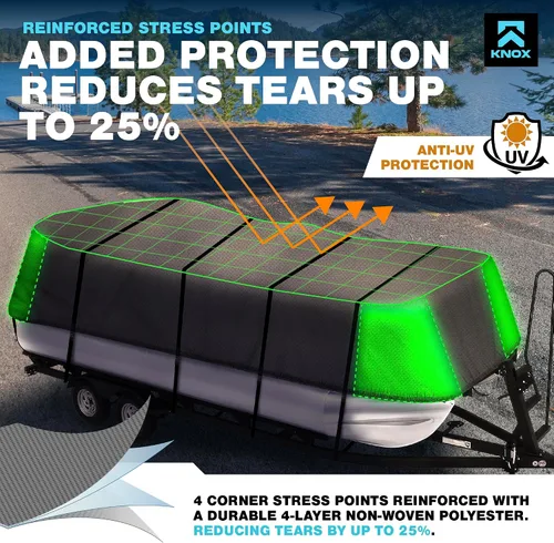 Vista 7 de KNOX Cubierta impermeable para lancha pontón de 3ª generación, resistente al agua, de grado marino, 600 denier, poliéster remolcable – Incluye bolsa