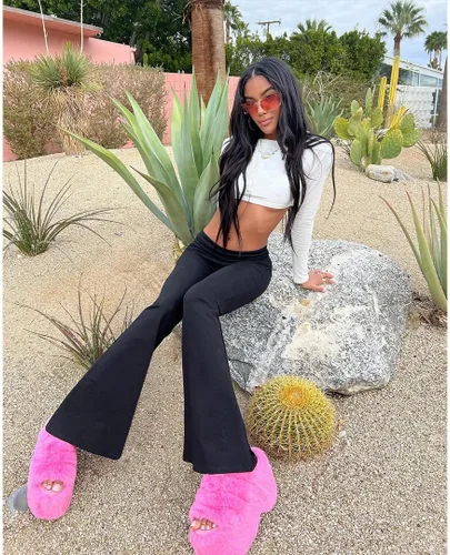 Vista 5 de Leggings acampanados para mujer, cintura elástica doblada, pantalones de yoga para entrenamiento, pantalones casuales ajustados con corte de bota