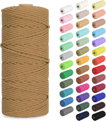 Vista 93 de Cuerda de macramé de 0.079 in x 220 yardas (656 pies), cuerda de algodón natural para colgar en la pared, ganchos de plantas, manualidades Verde