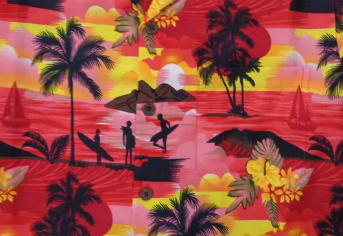 Vista 3 de Camisa con estampado hawaiano para hombre, marca Alvish.
