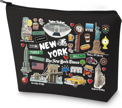 Vista 8 de WZMPA Bolsa de cosméticos de Nueva York New YorkSouvenir regalo de vacaciones maquillaje bolsa con cremallera Mercancía de la ciudad (Nueva York)