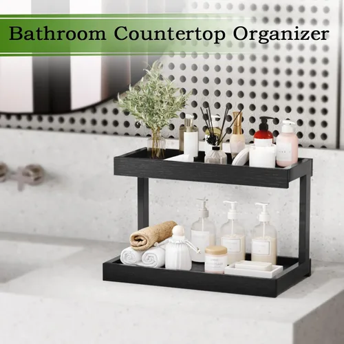 Vista 5 de MARTY Organizador de Especias de 2 Niveles para Encimera, 15.8''L Estación de Café/Organizador de Baño para Encimera, Estante de Mostrador