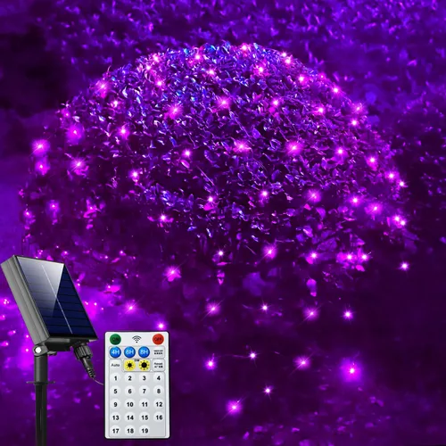 Vista 14 de Curyidy Red solar de luces de malla para exteriores, decoraciones de Navidad, cadena de 200 LED, impermeable, 19 modos para arbustos, vallas
