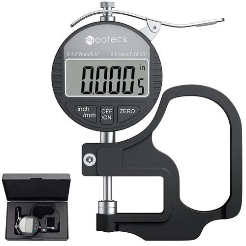 Vista 11 de Neoteck Medidor de Grosor Digital 0.5 pulgadas/12.7mm, 0.00005 pulgadas/0.001mm Pantalla LCD con Conversión Pulgadas/MM Herramienta de Medición