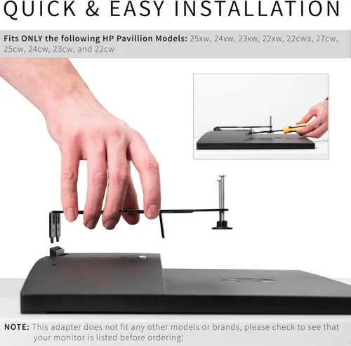 Vista 4 de VIVO Soporte de placa adaptador VESA de fijación rápida diseñado para monitores HP Pavilion 25xw, 24xw, 23xw, 22xw, 22cwa, 27cw, 25cw, 24cw, 23cw