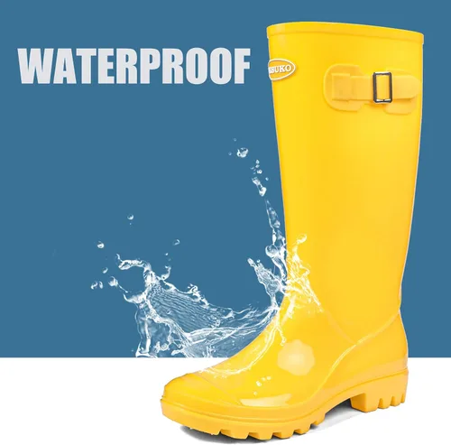 Vista 2 de DKSUKO Women's Tall Rain Boots Garden Boots Waterproof Wellington Rubber Boots