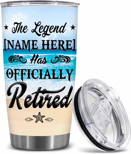 Vista 12 de WHIDOBE Regalos de jubilación personalizados para mujeres, vaso de 20 onzas con nombre personalizado, libre de jubilados y fabuloso, regalo