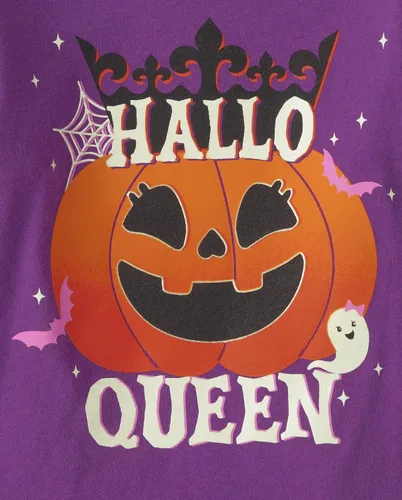 Vista 3 de The Children's Place Camiseta unisex de manga larga para bebés y niños pequeños con gráficos Hallo Queen 2T, Reina Hallo