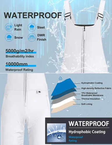 Vista 4 de GEMYSE Overol con peto de esquí impermeable aislado para mujer pantalones de snowboard de invierno
