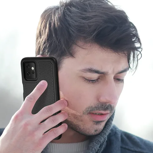 Vista 8 de FNTCASE Funda para Moto G 5G 2023/G Power 5G 2023: doble capa Negro